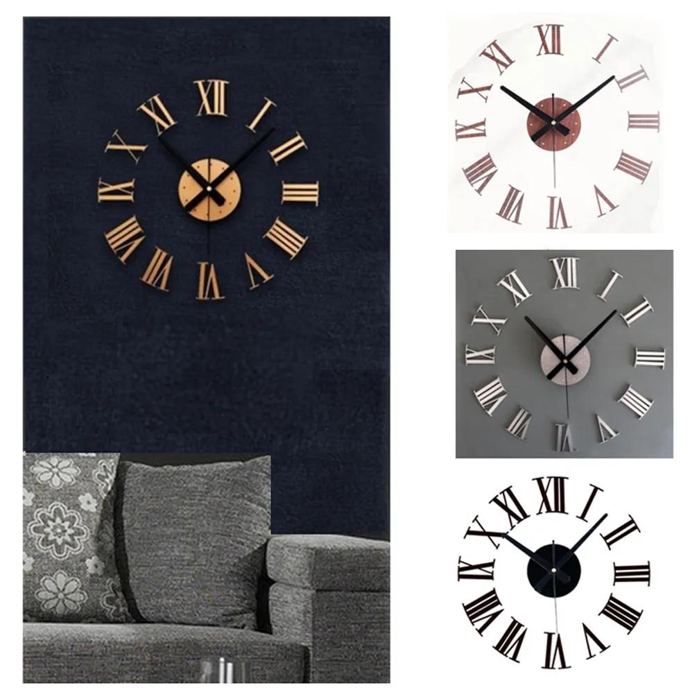 빈티지 고품질 아크릴 유럽 로마 DIY 스티커 벽시계, 맞춤형 크리에이티브 싱글 시계, 안전한 벽시계